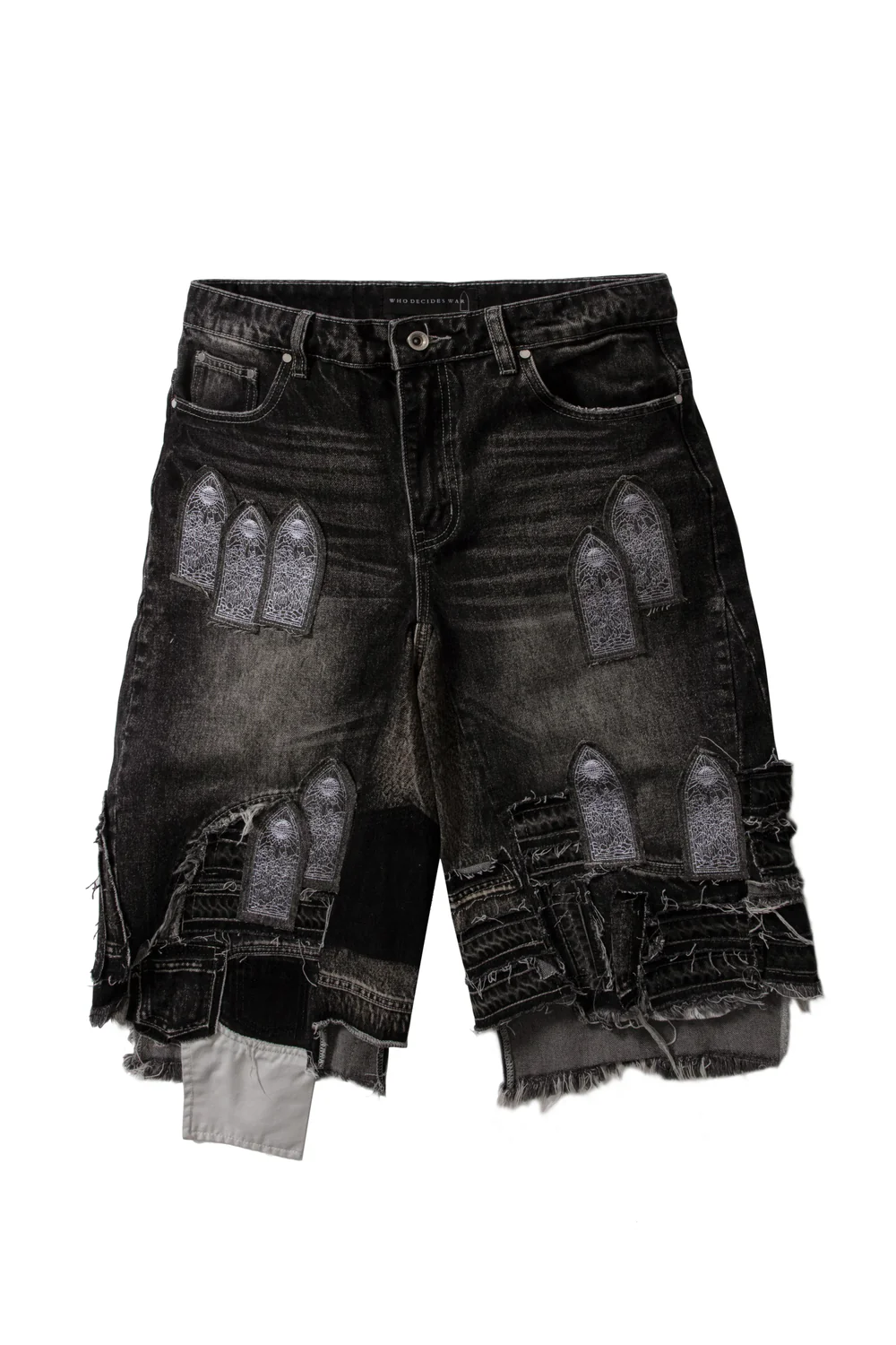 WDW_1226 PATCHED ARCH BLOWOUT DENIM SHORT